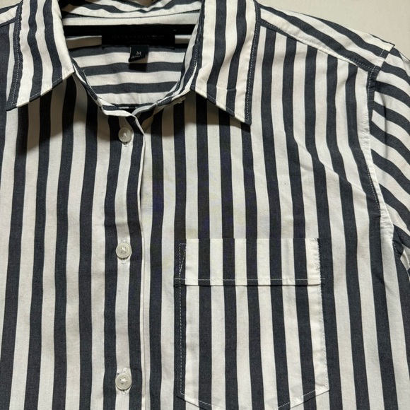 Banana Republic Dark Gray and White Striped Shirt Size M - Picture 4 of 6